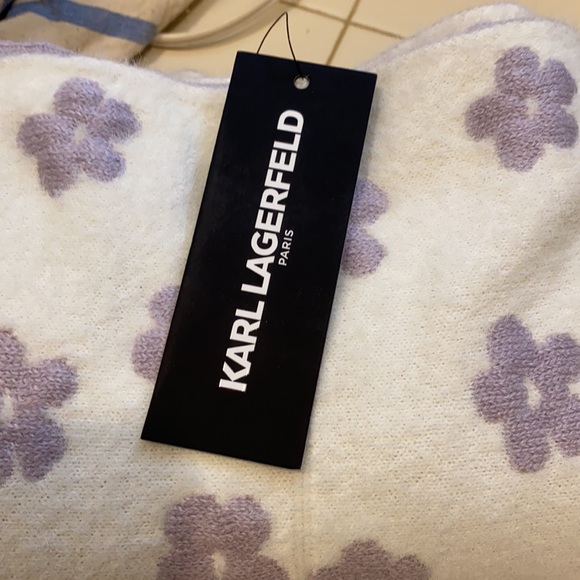 Karl Lagerfeld White and Purple Floral Scarf - Picture 10 of 10